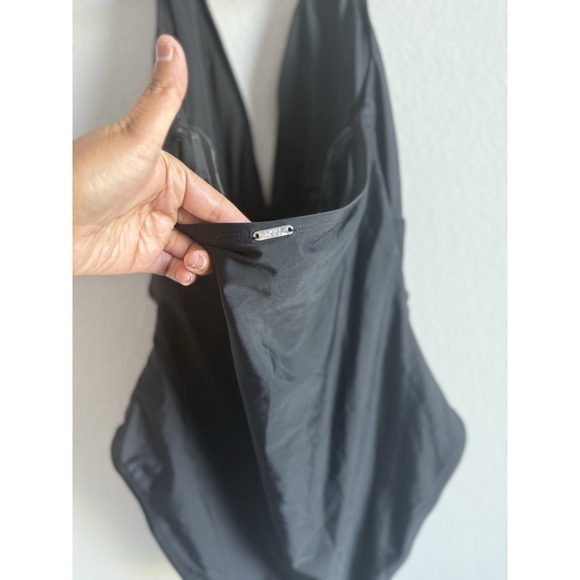 DKNY Women's‎ Large Swimsuit One Piece Tummy Control Halter Neckline Black NEW - Picture 9 of 14